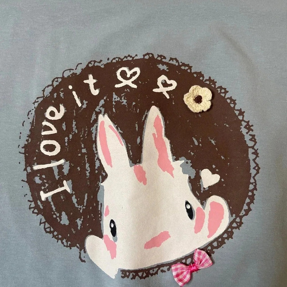 Packitcute Bunny Rabbit Blue White Collared Sweater Women’s size One Size - Picture 3 of 11